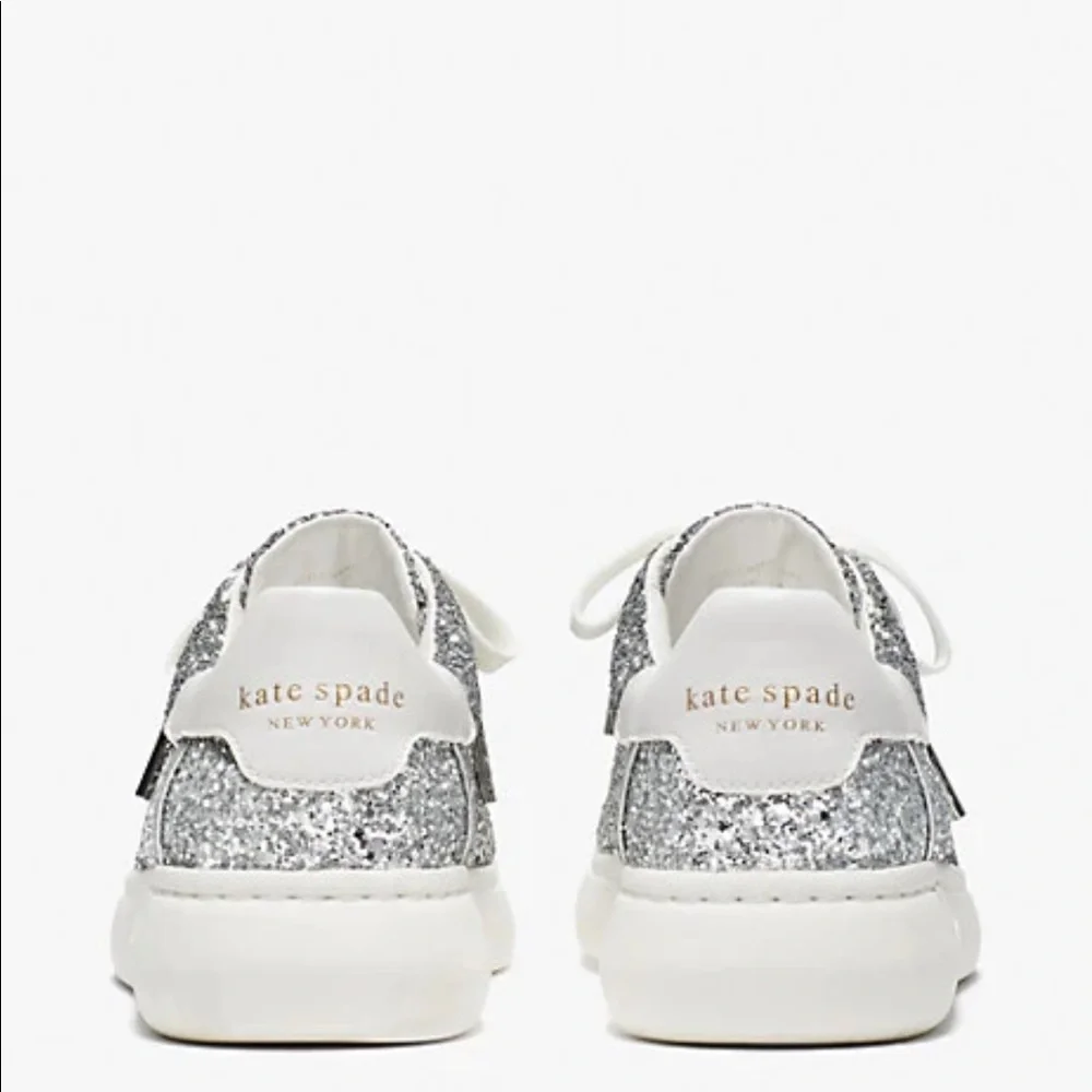 Kate Spade New York Lift Glitter Sneaker Silver Size 7